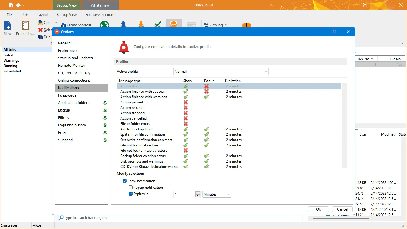 screenshot of FBackup
