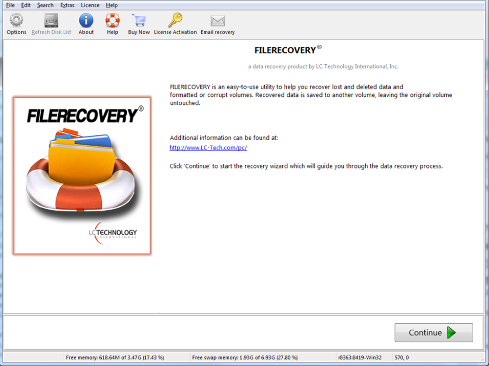 screenshot of FILERECOVERY