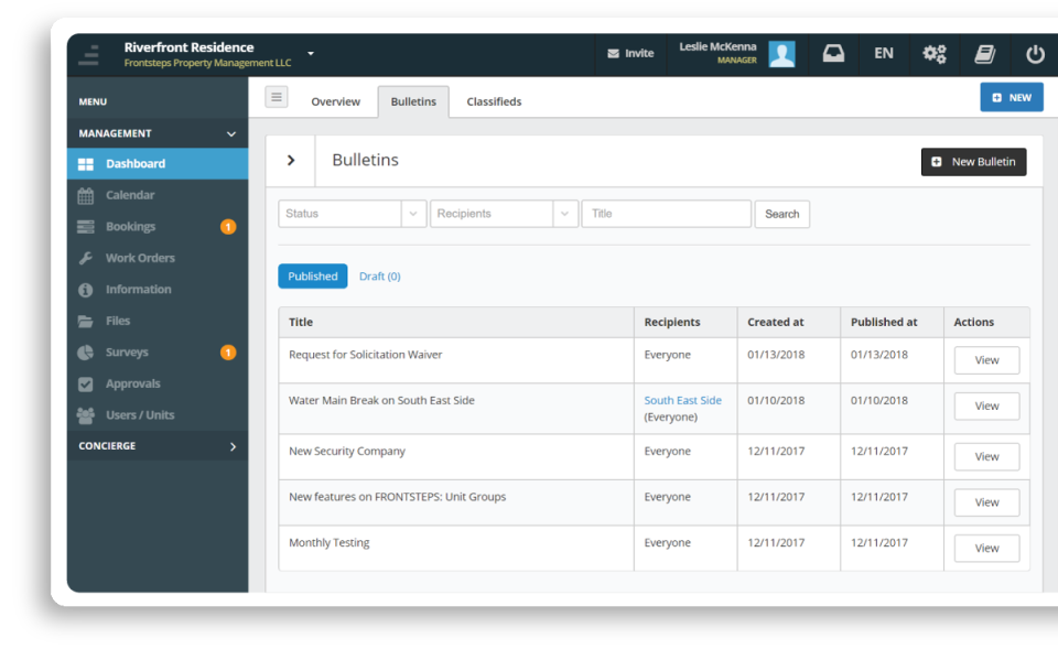 screenshot of FRONTSTEPS