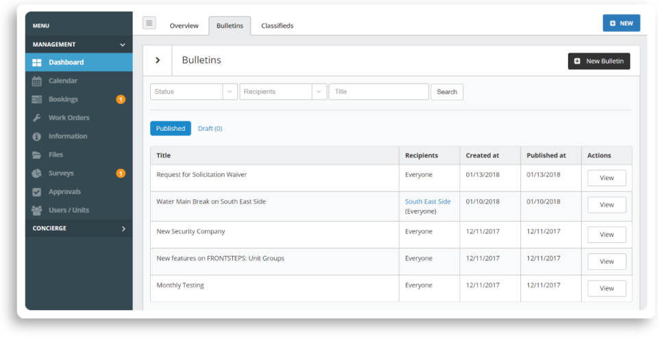screenshot of FRONTSTEPS