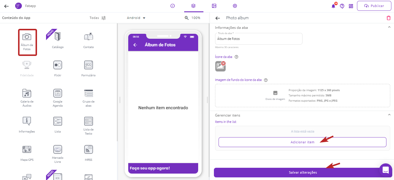 screenshot of Fabapp