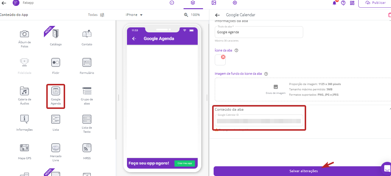 screenshot of Fabapp