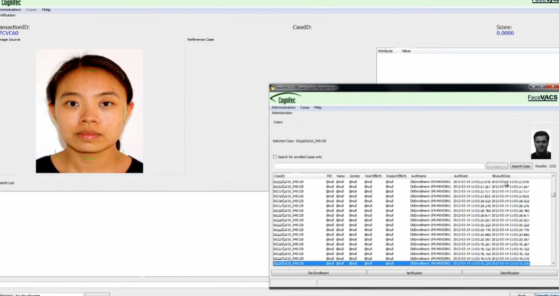 screenshot of FaceVACS