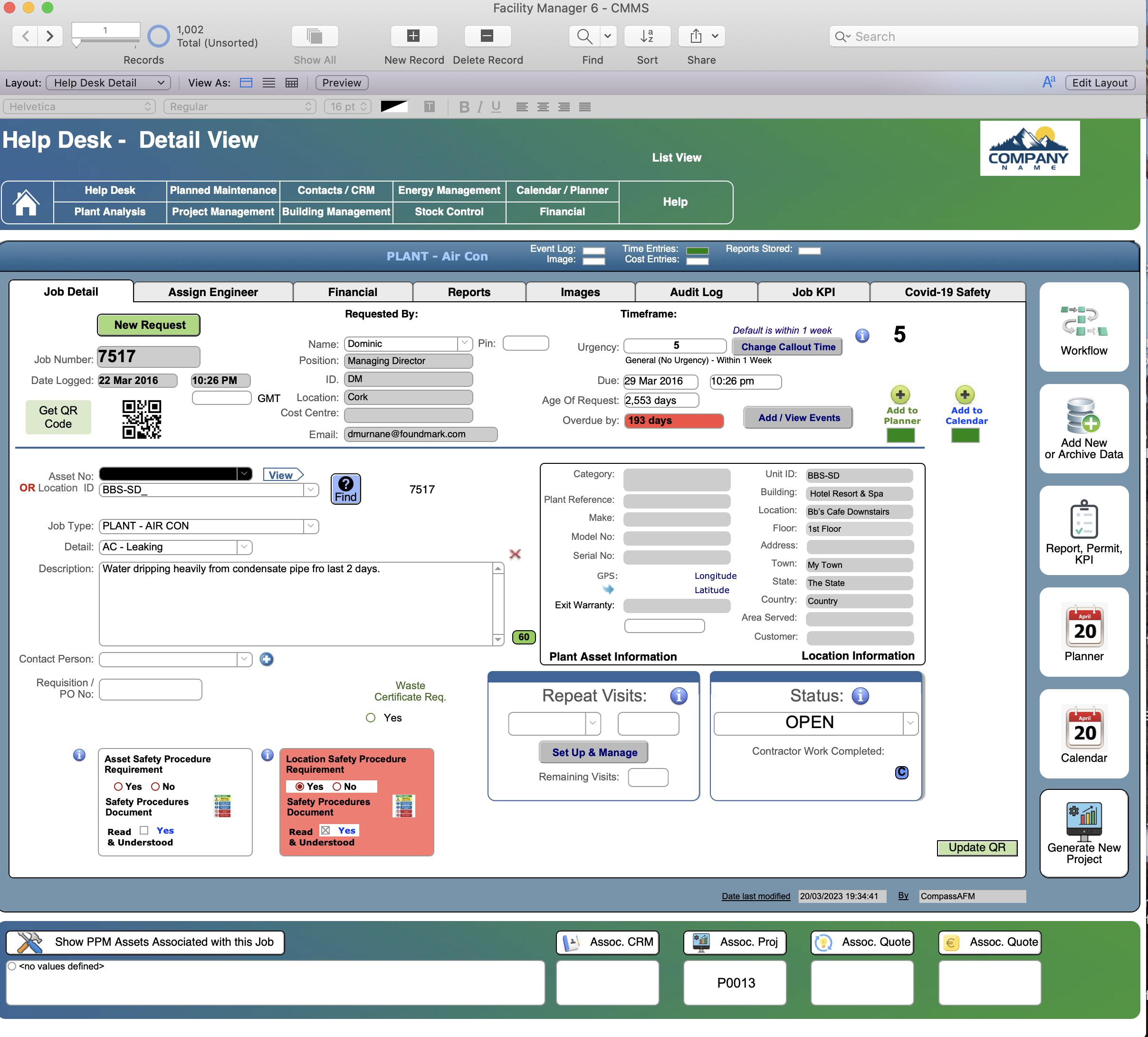 screenshot of FacilityManager