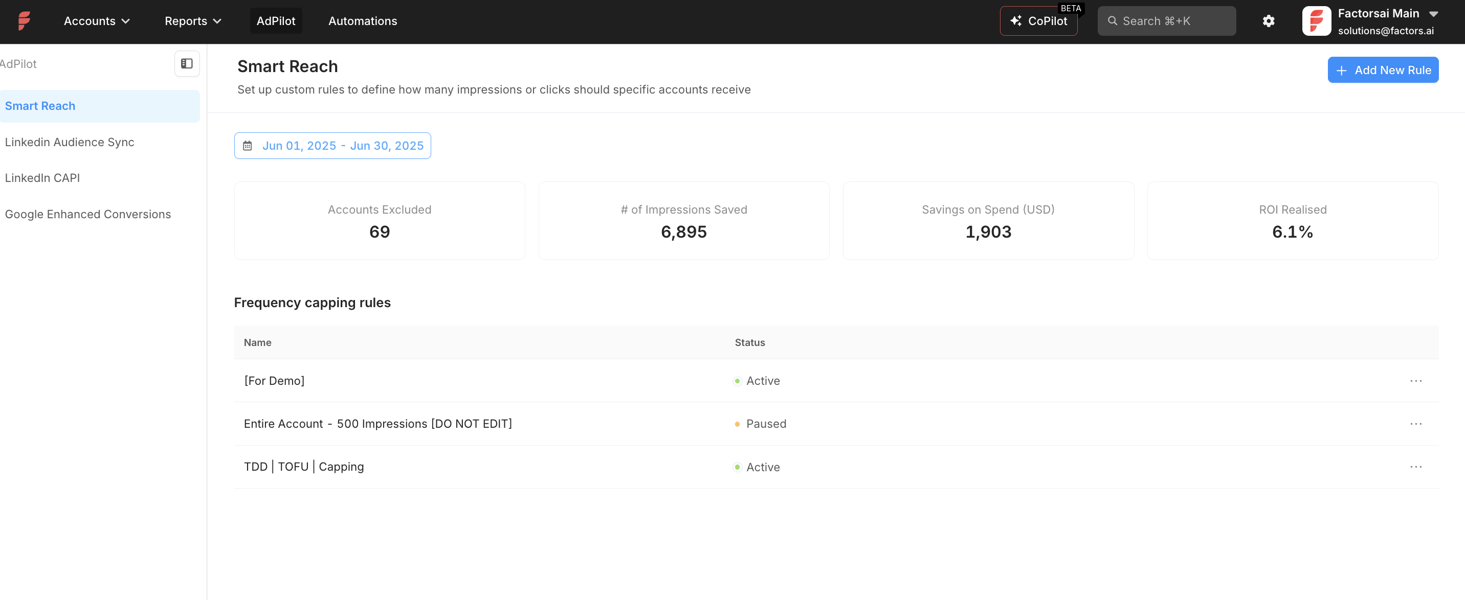 screenshot of Factors.ai