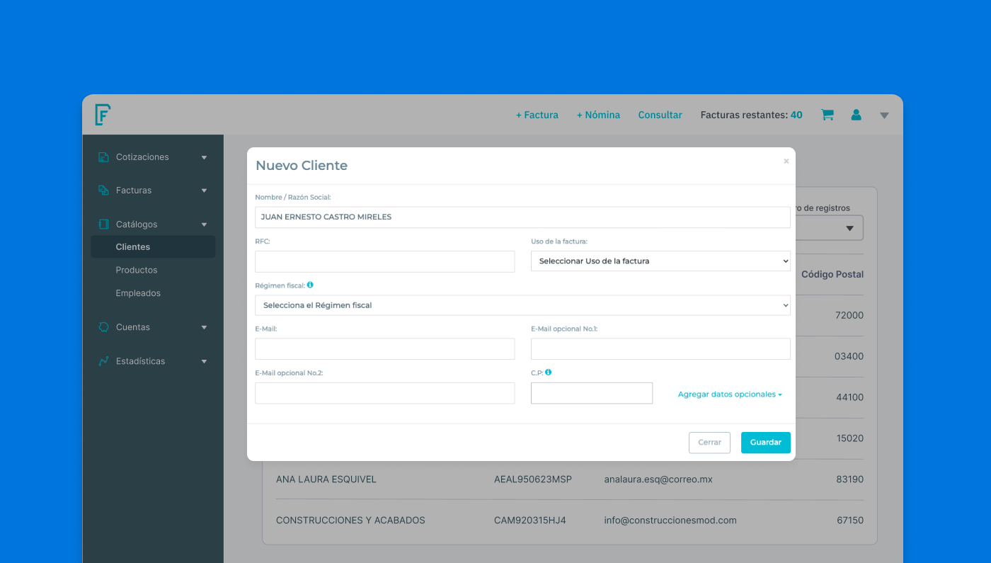 screenshot of Facturama