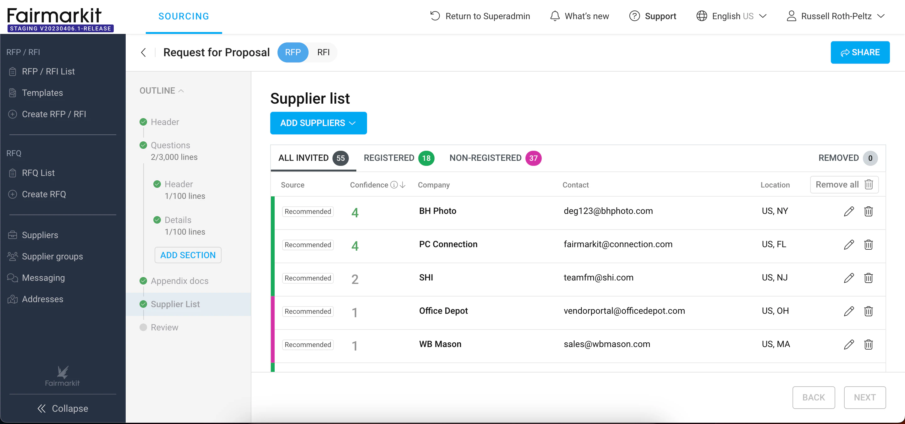 screenshot of Fairmarkit