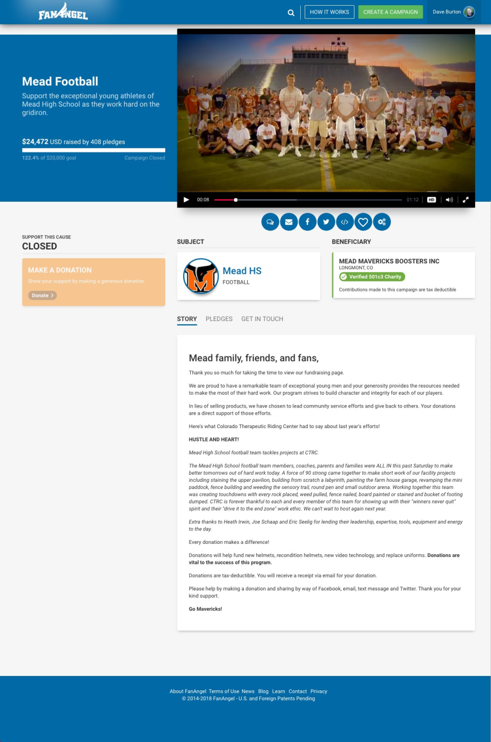 screenshot of FanAngel