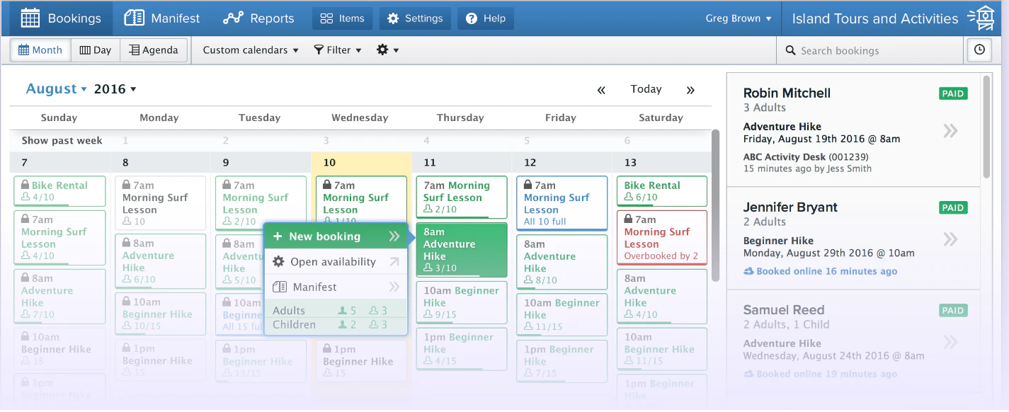 screenshot of FareHarbor