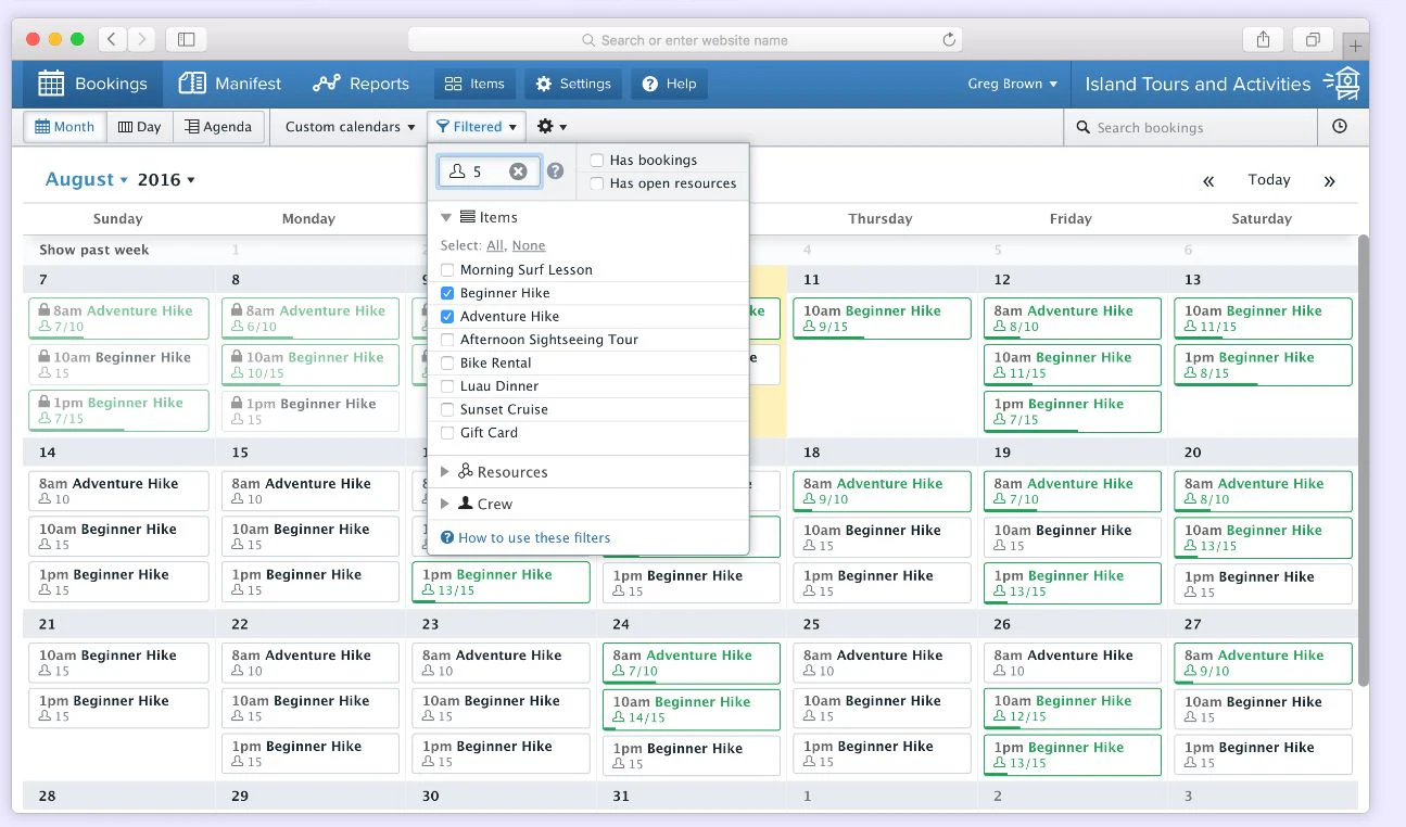screenshot of FareHarbor