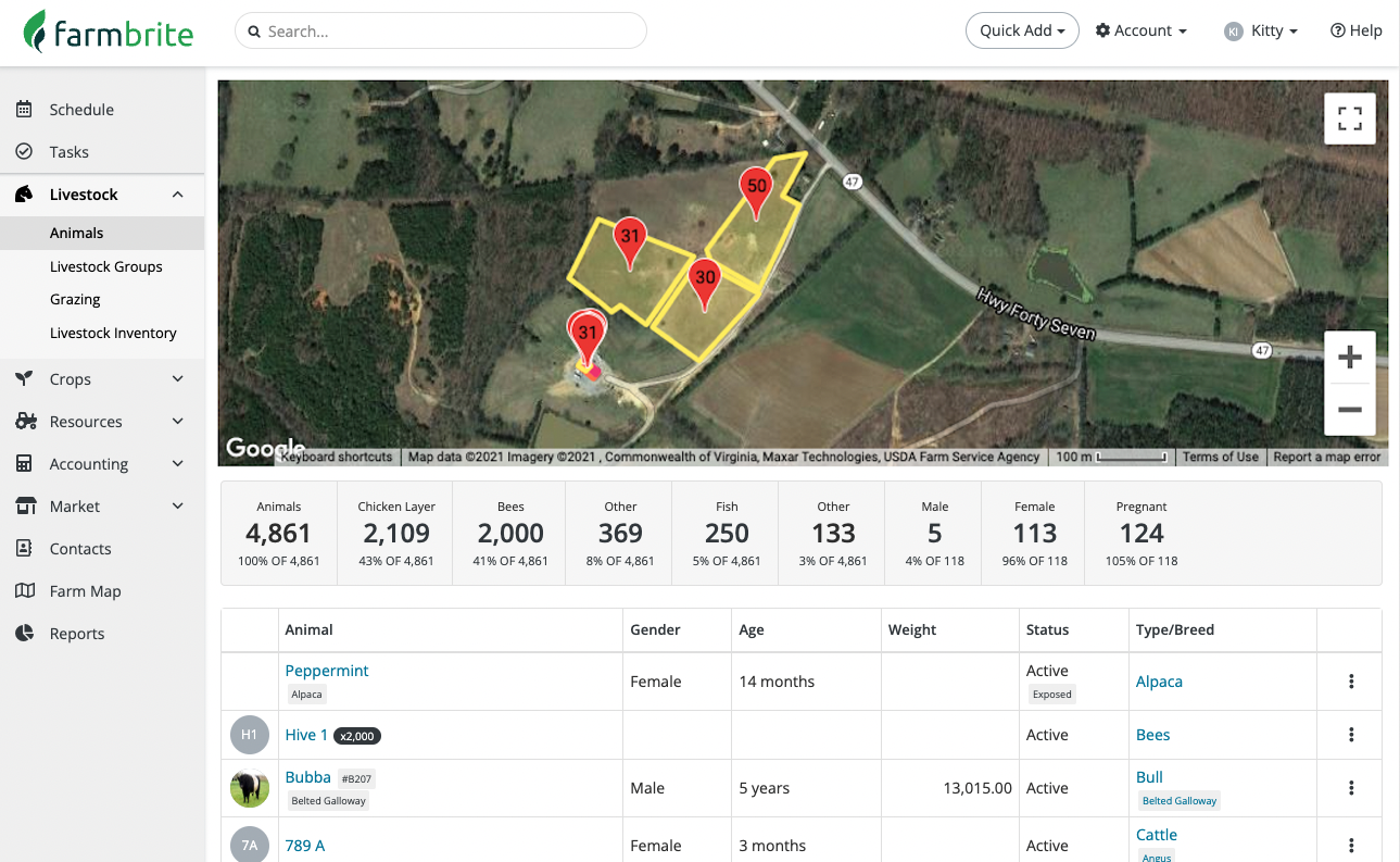 screenshot of Farmbrite