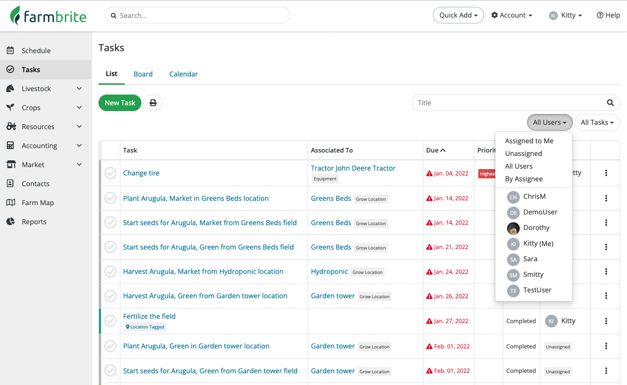 screenshot of Farmbrite