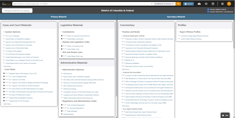 screenshot of Fastcase