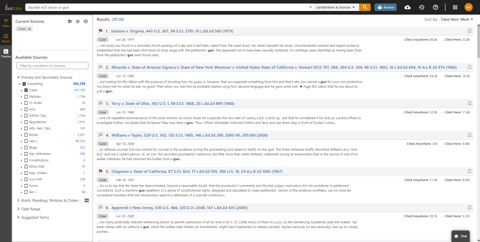 screenshot of Fastcase