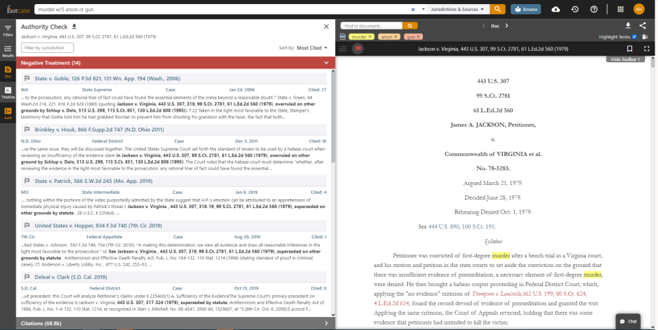 screenshot of Fastcase