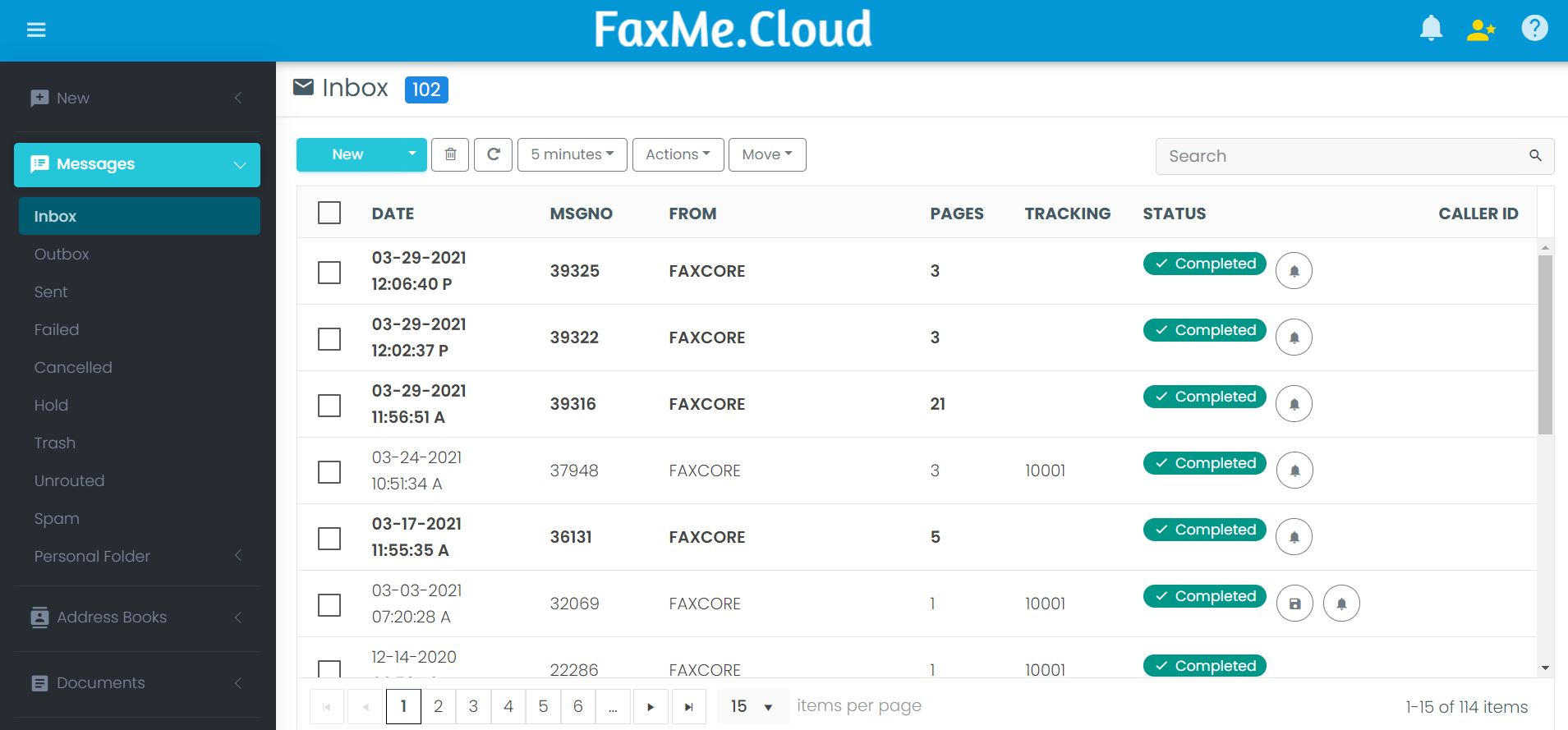 screenshot of FaxCore