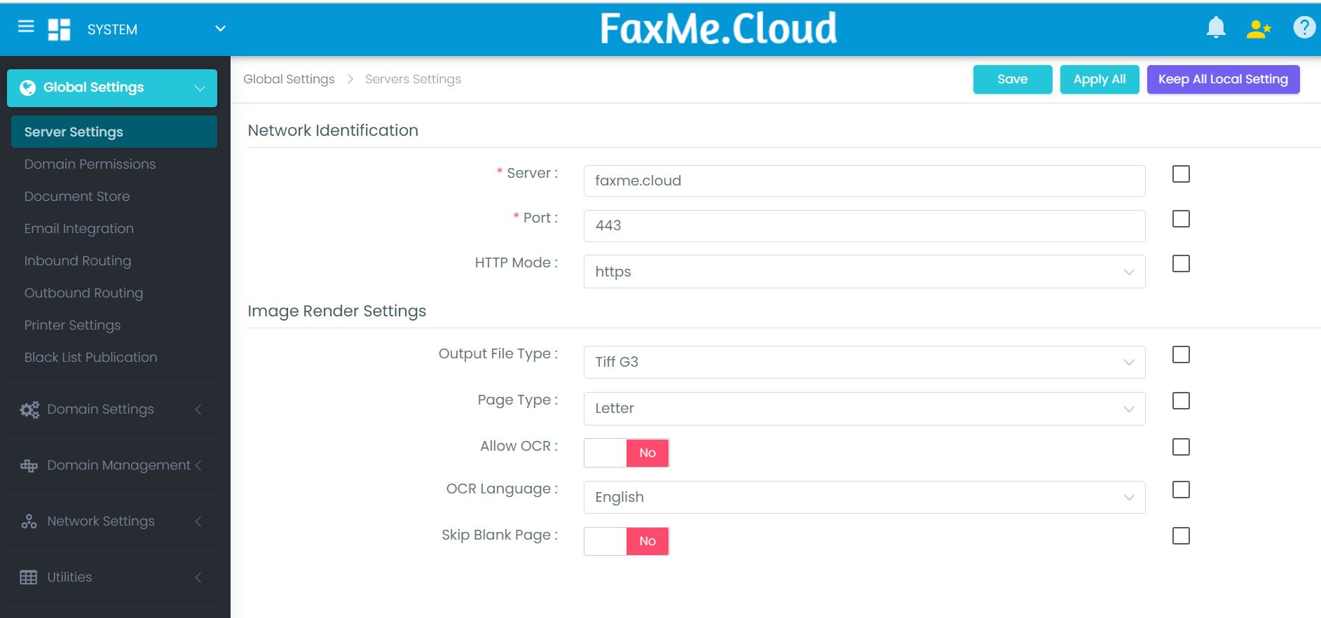 screenshot of FaxCore