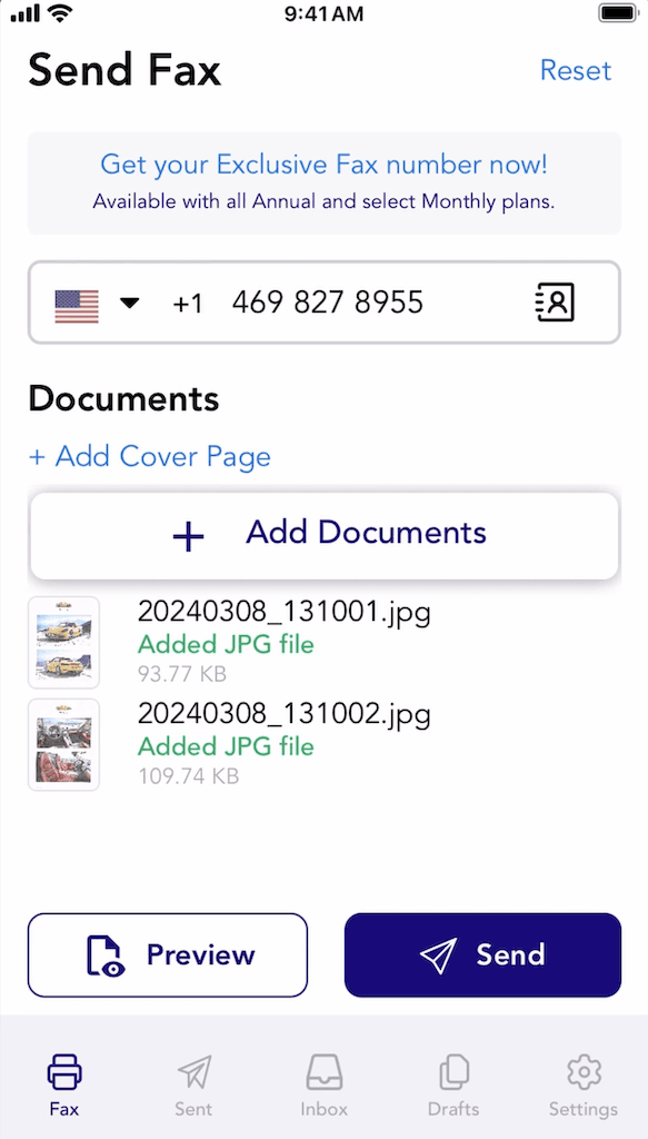 screenshot of Faxify