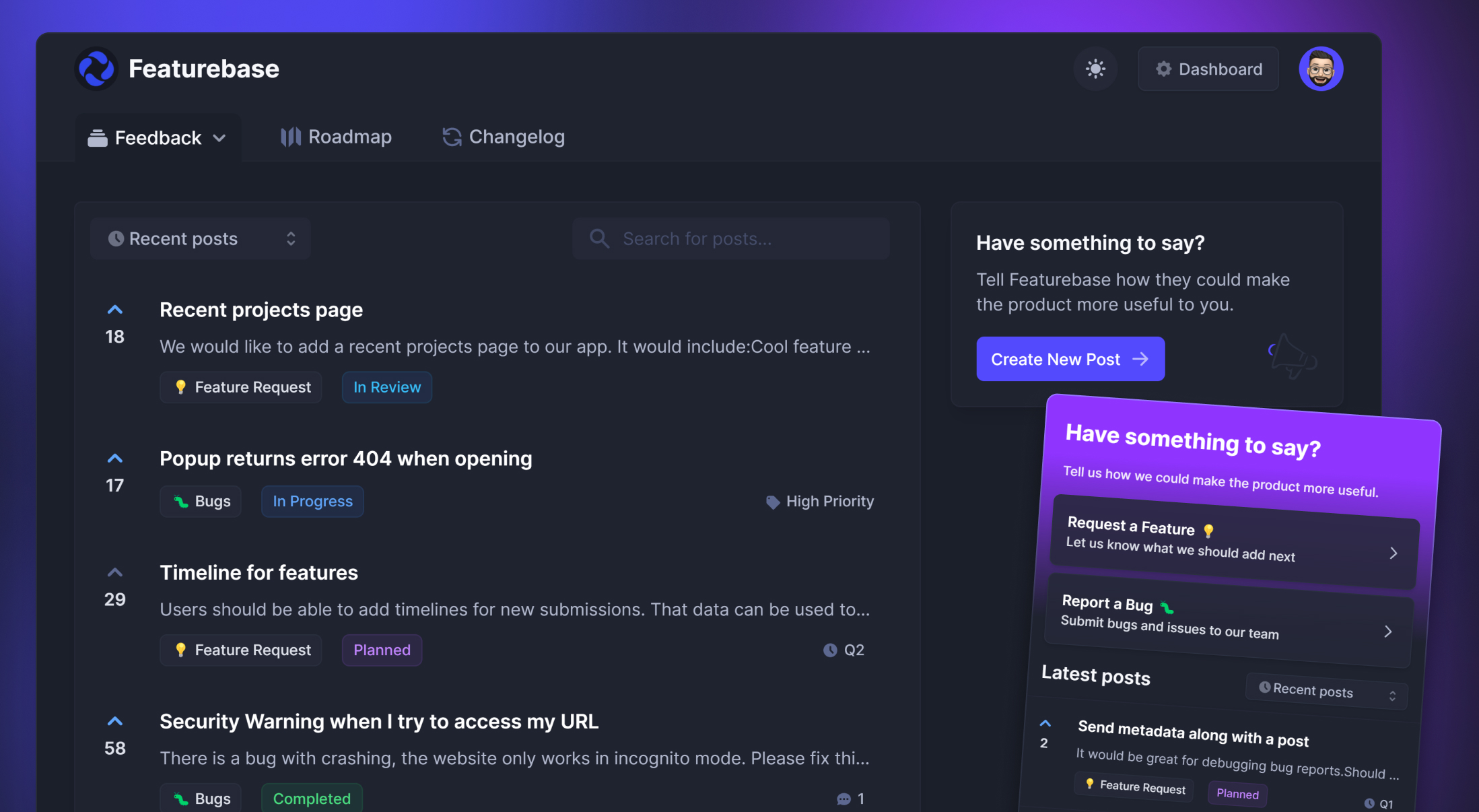 screenshot of Featurebase