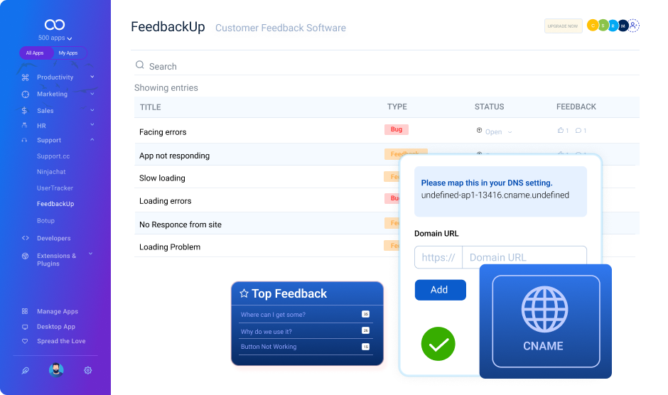 screenshot of FeedbackUp