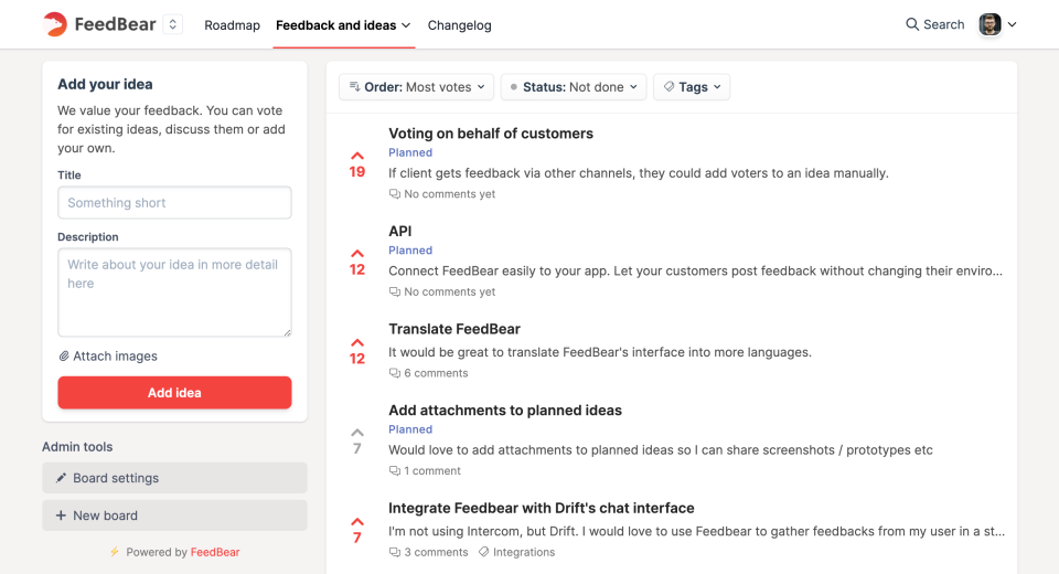screenshot of Feedbear