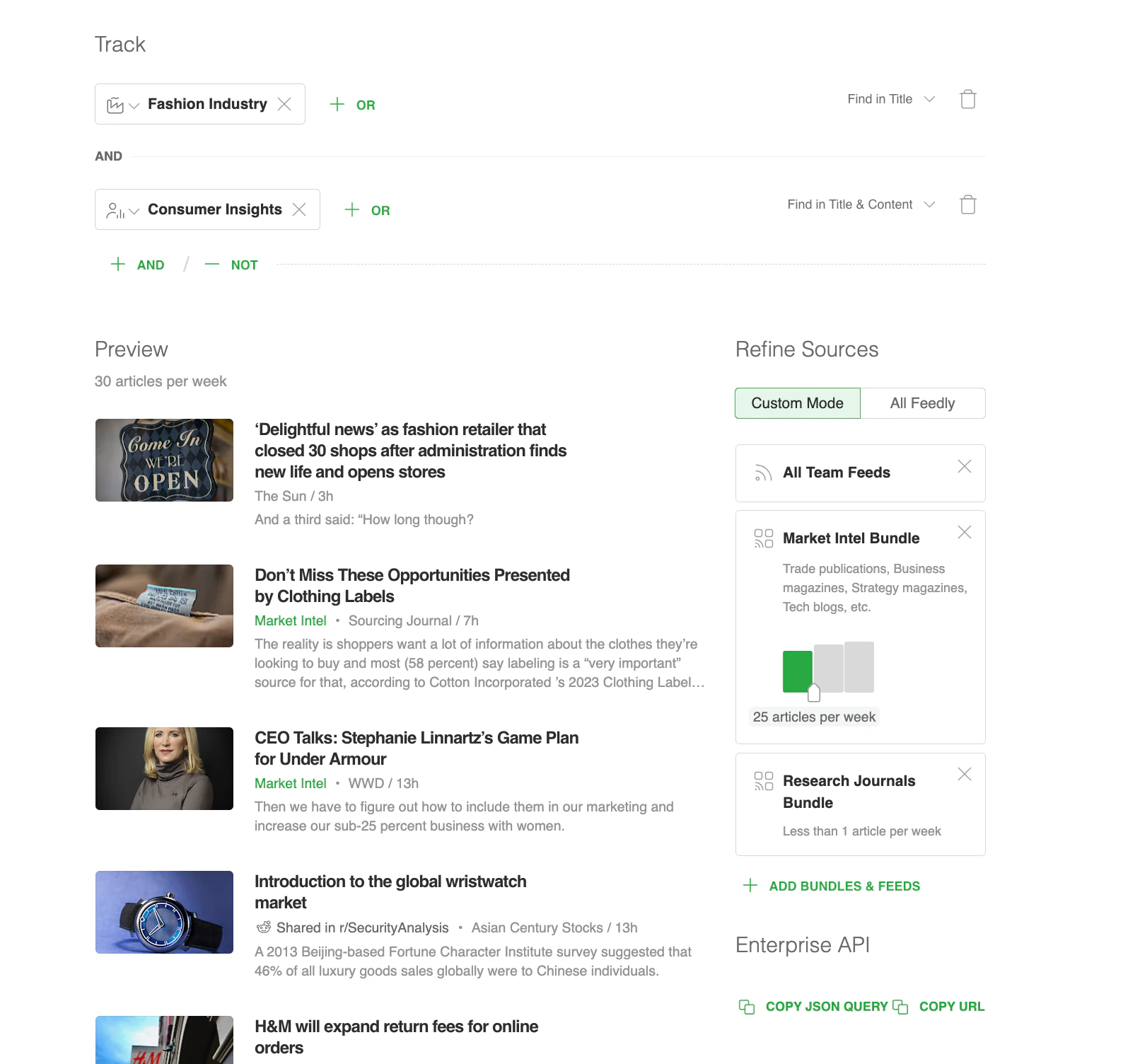 screenshot of Feedly
