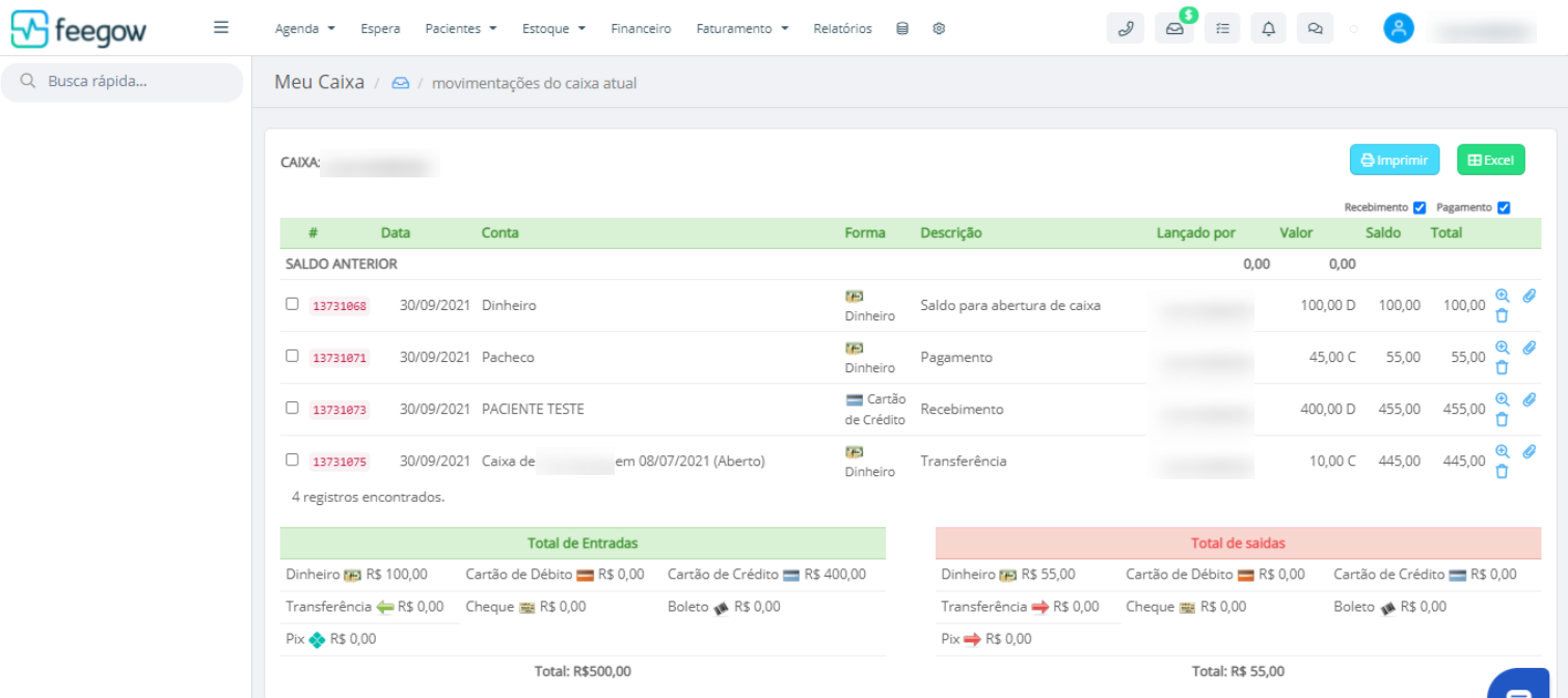 screenshot of Feegow