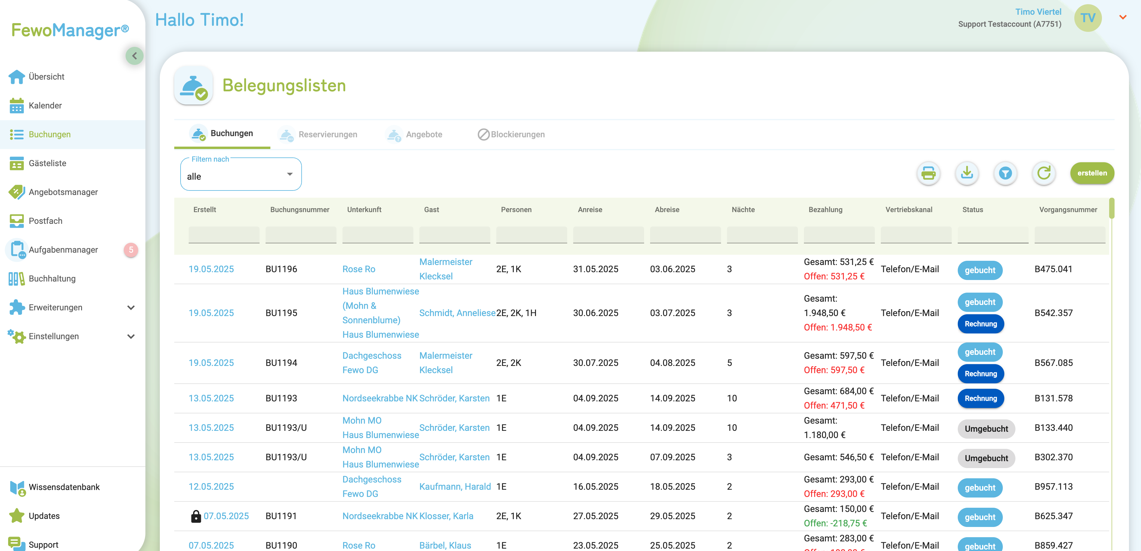 screenshot of FewoManager