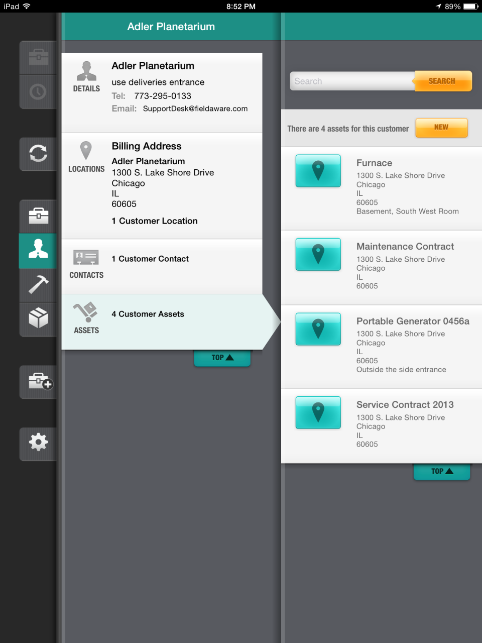 screenshot of FieldAware