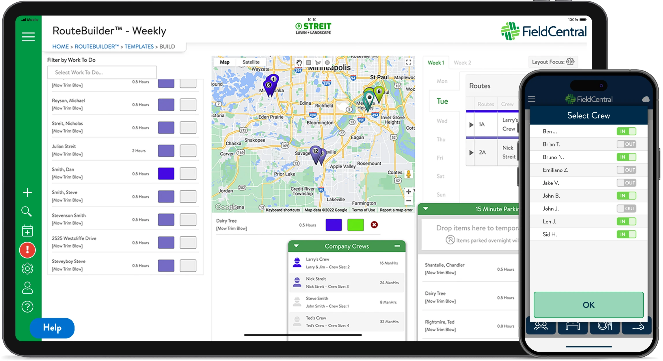 screenshot of FieldCentral