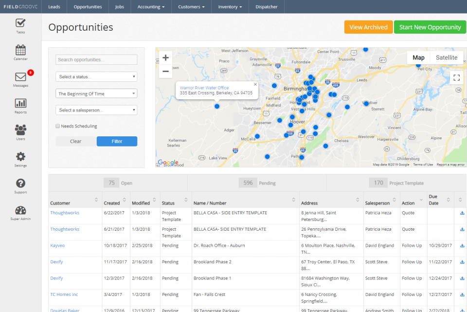 screenshot of FieldGroove