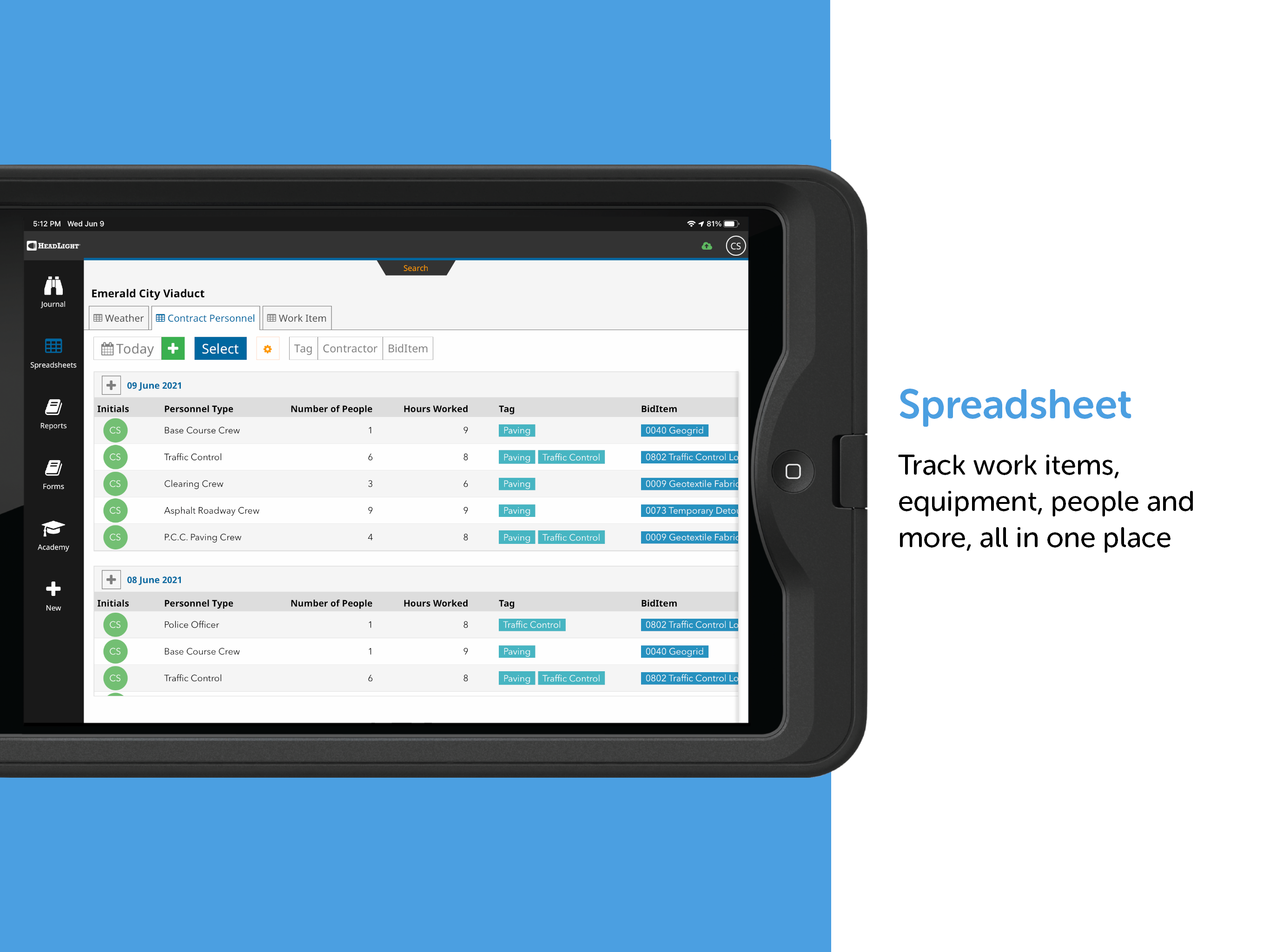 screenshot of Fieldbook