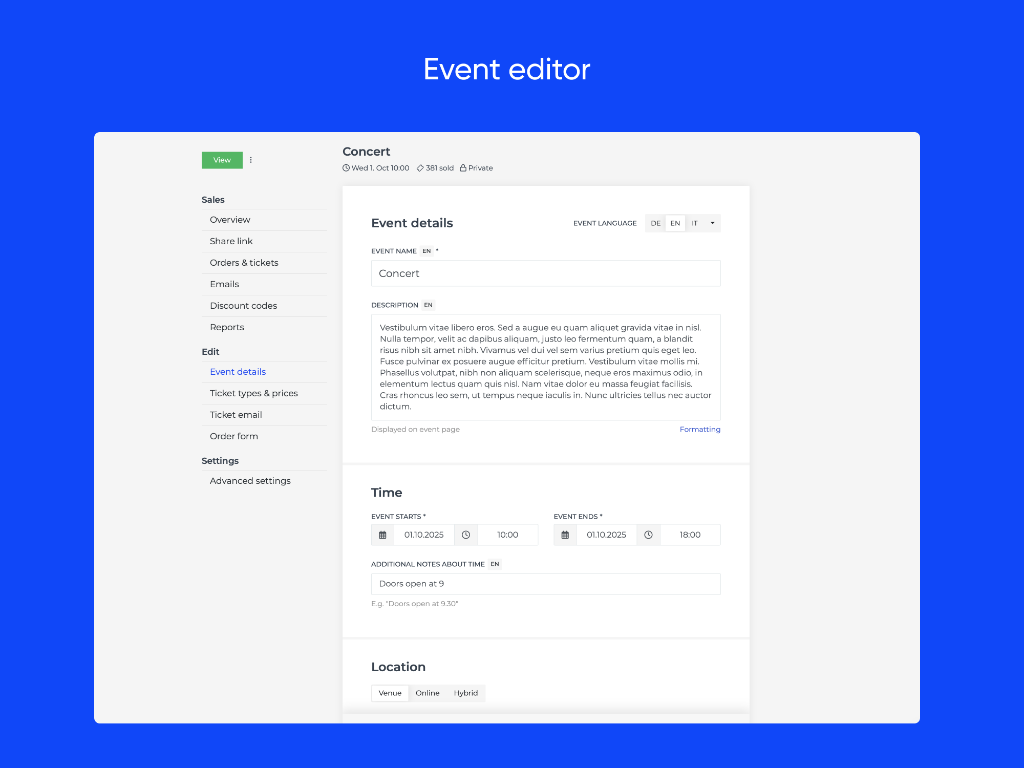 screenshot of Fienta