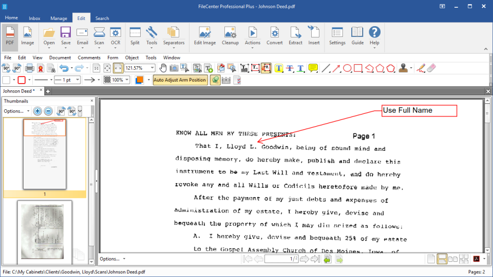 screenshot of FileCenter