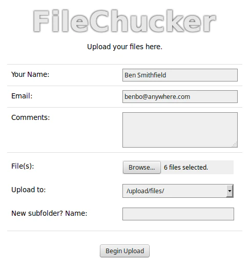 screenshot of FileChucker