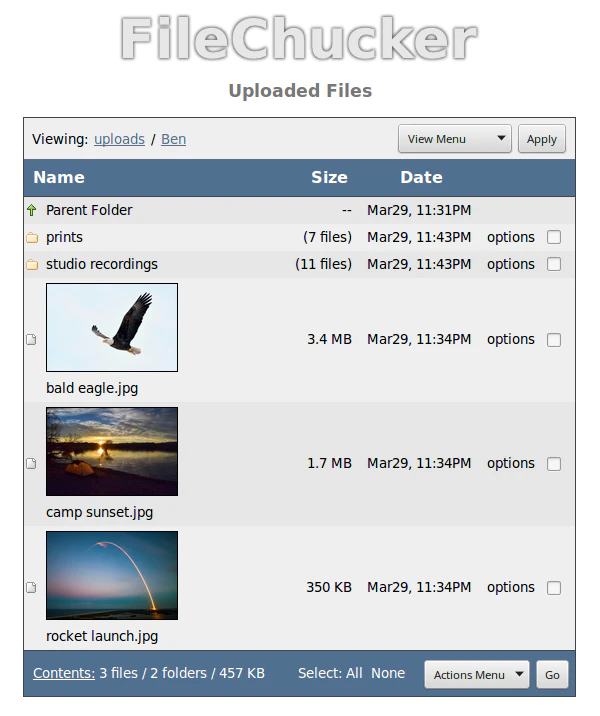 screenshot of FileChucker