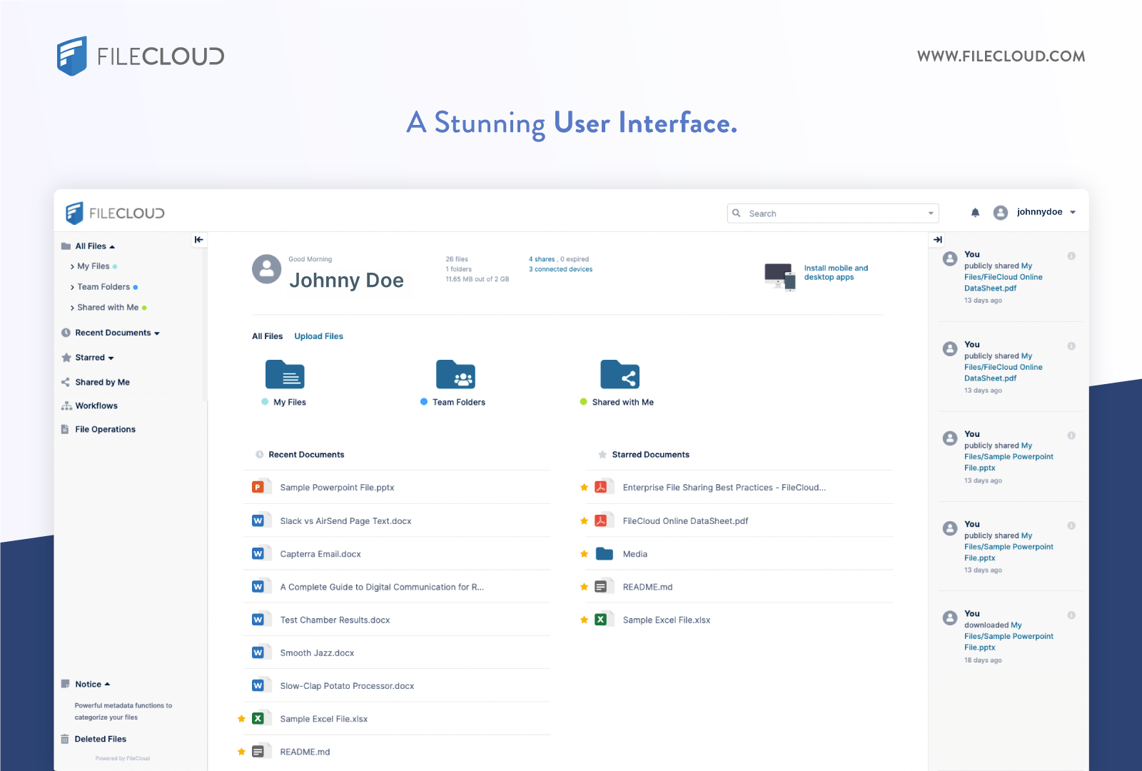 screenshot of FileCloud