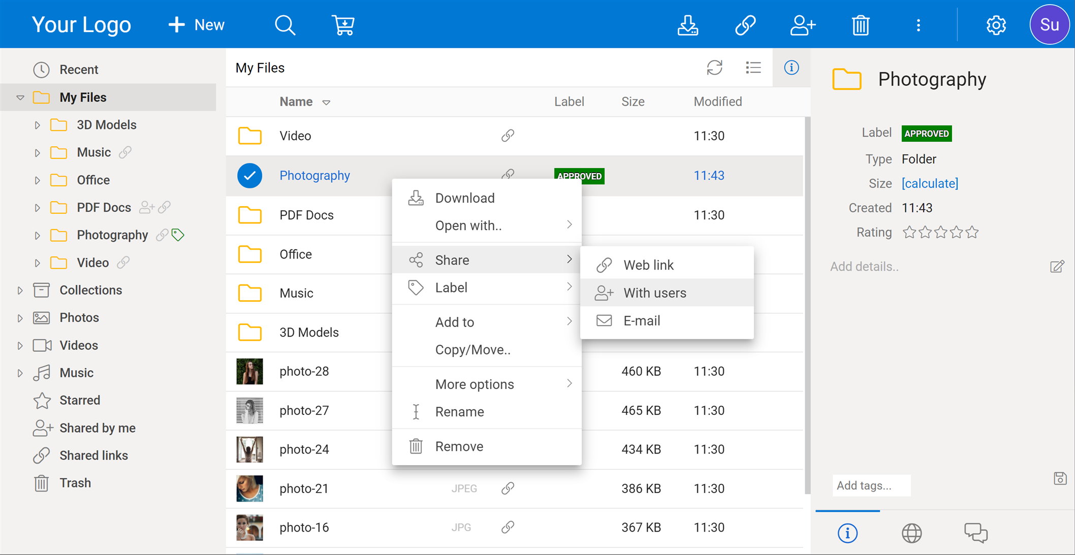 screenshot of FileRun