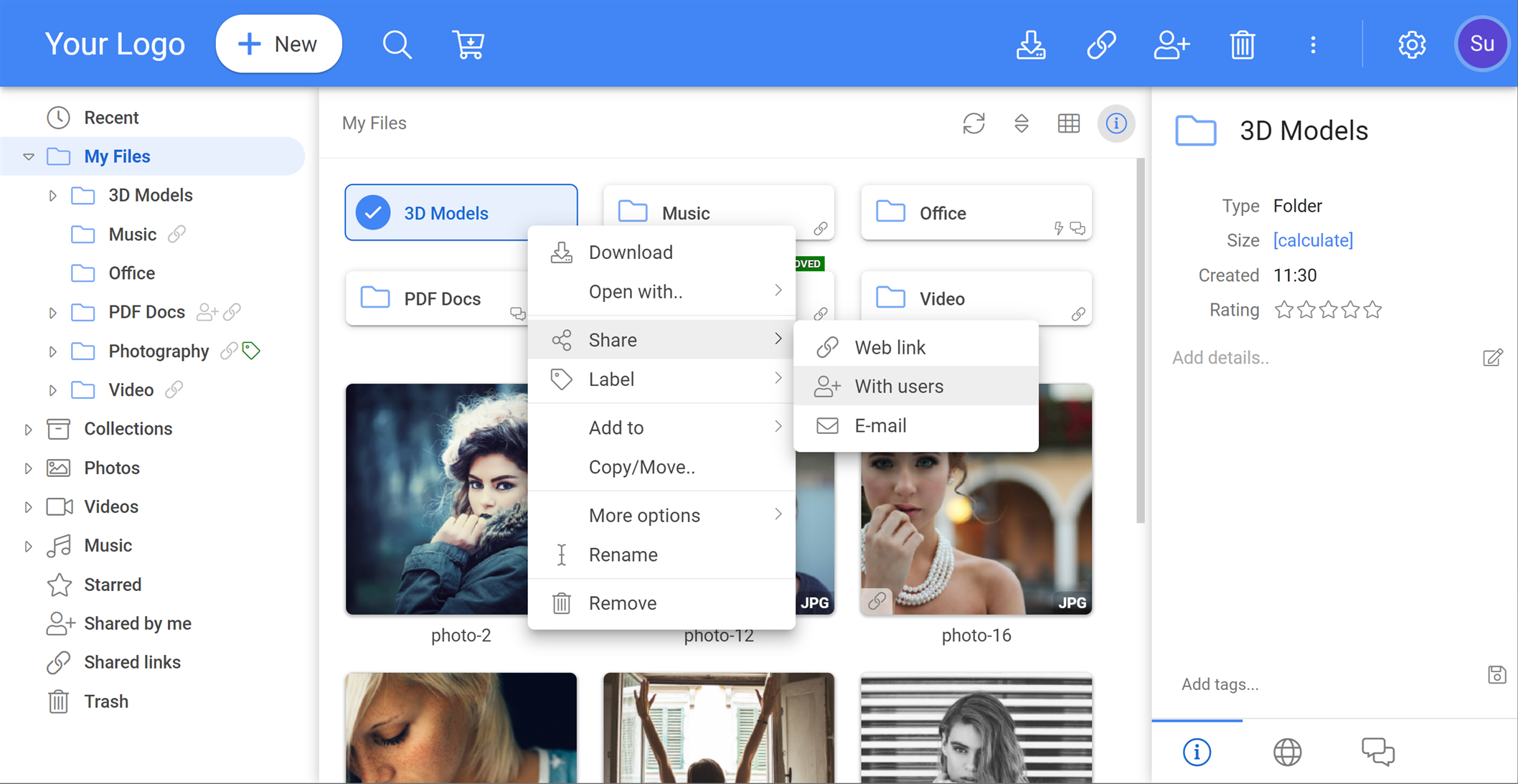 screenshot of FileRun
