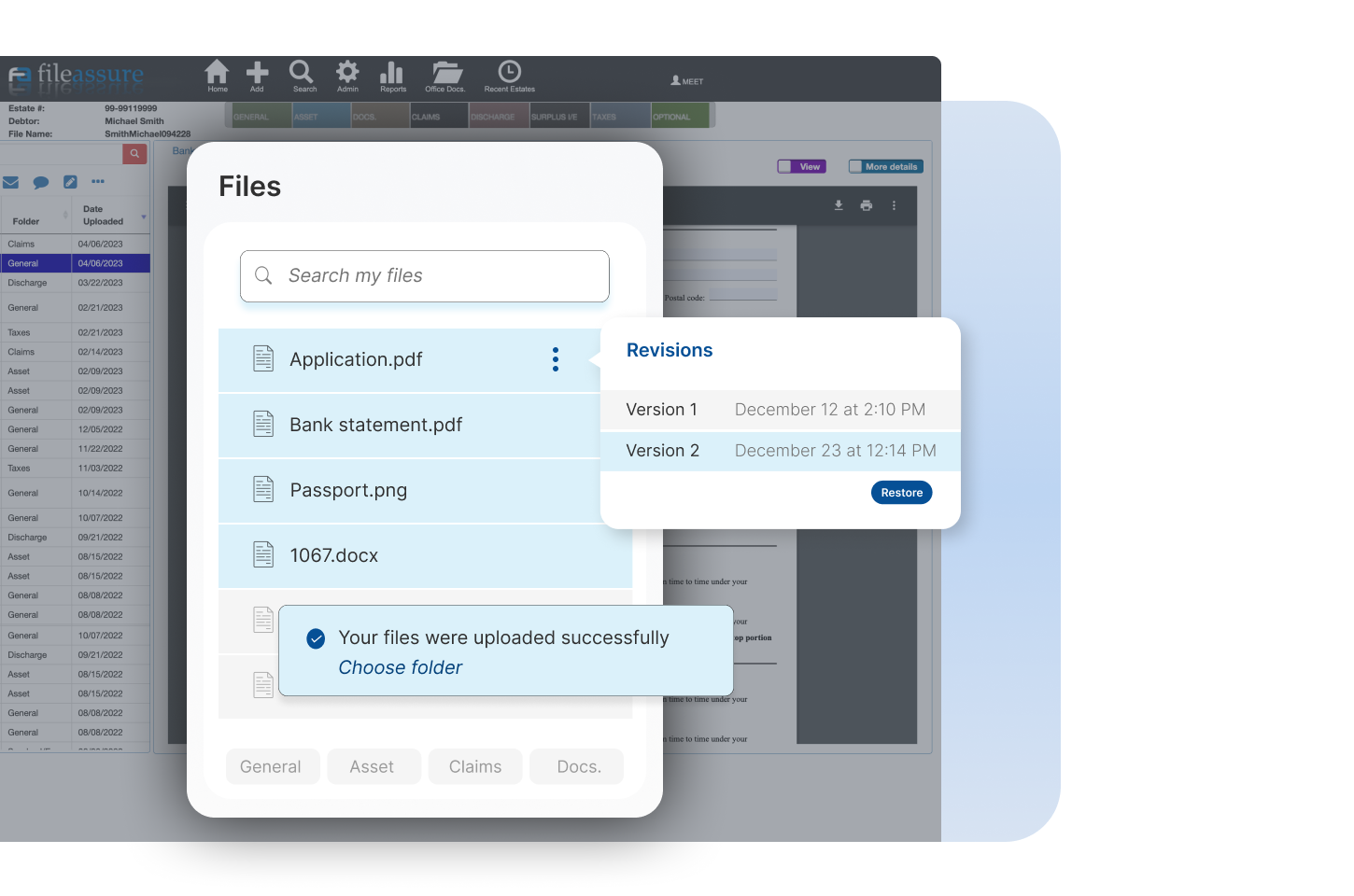 screenshot of Fileassure