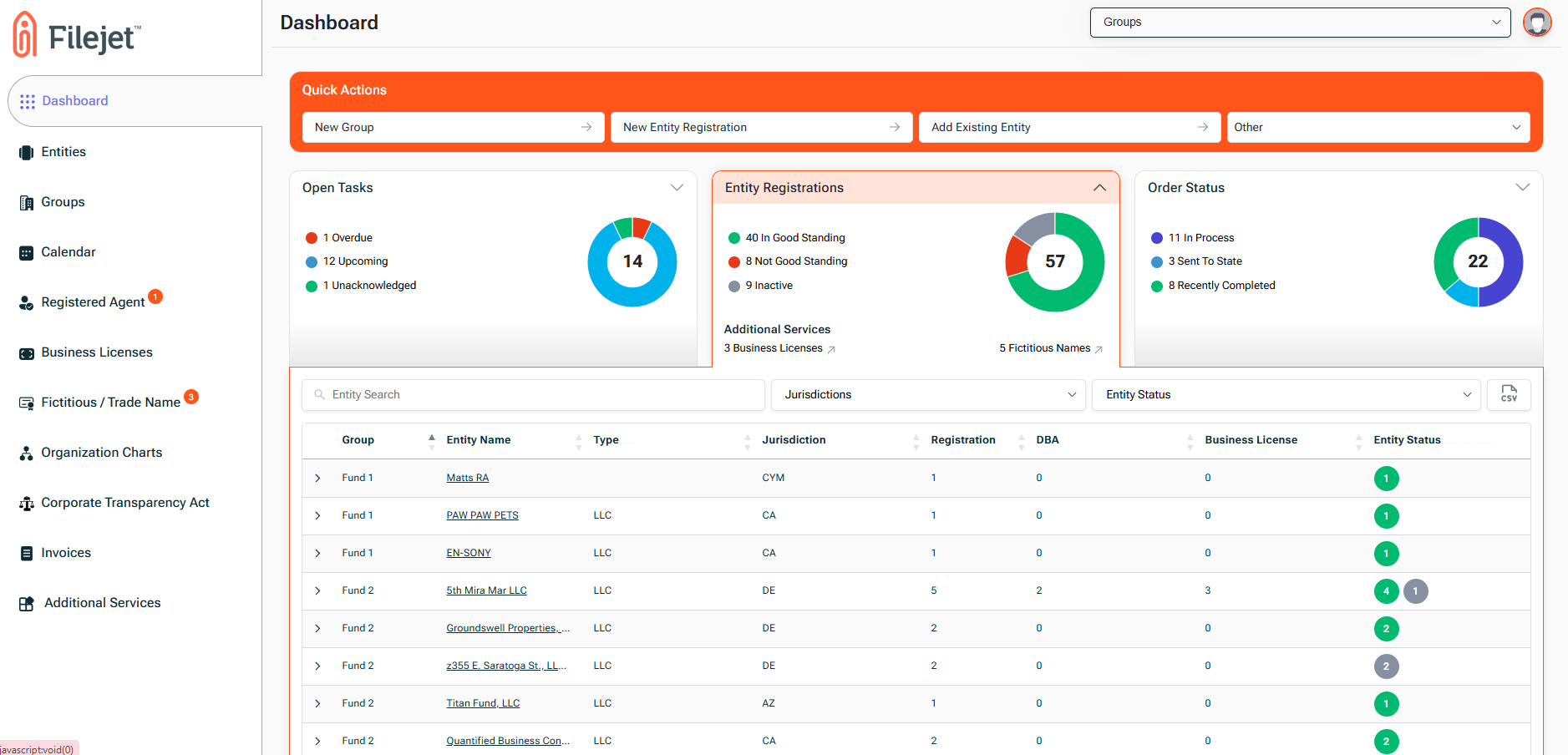screenshot of Filejet