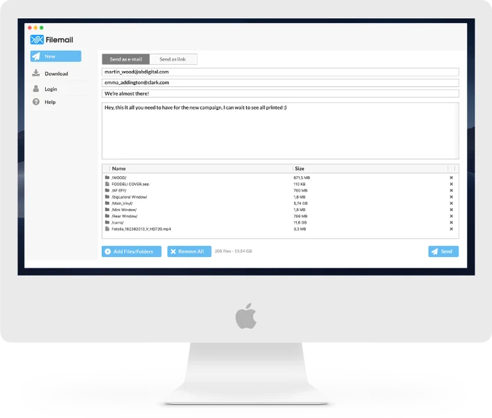 screenshot of Filemail