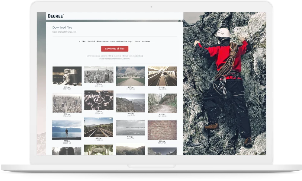 screenshot of Filemail
