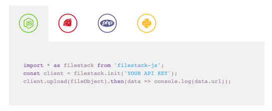 screenshot of Filestack