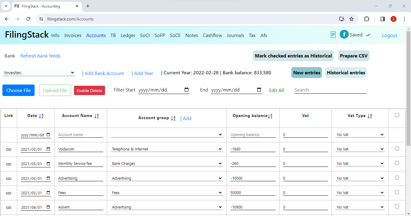 screenshot of FilingStack