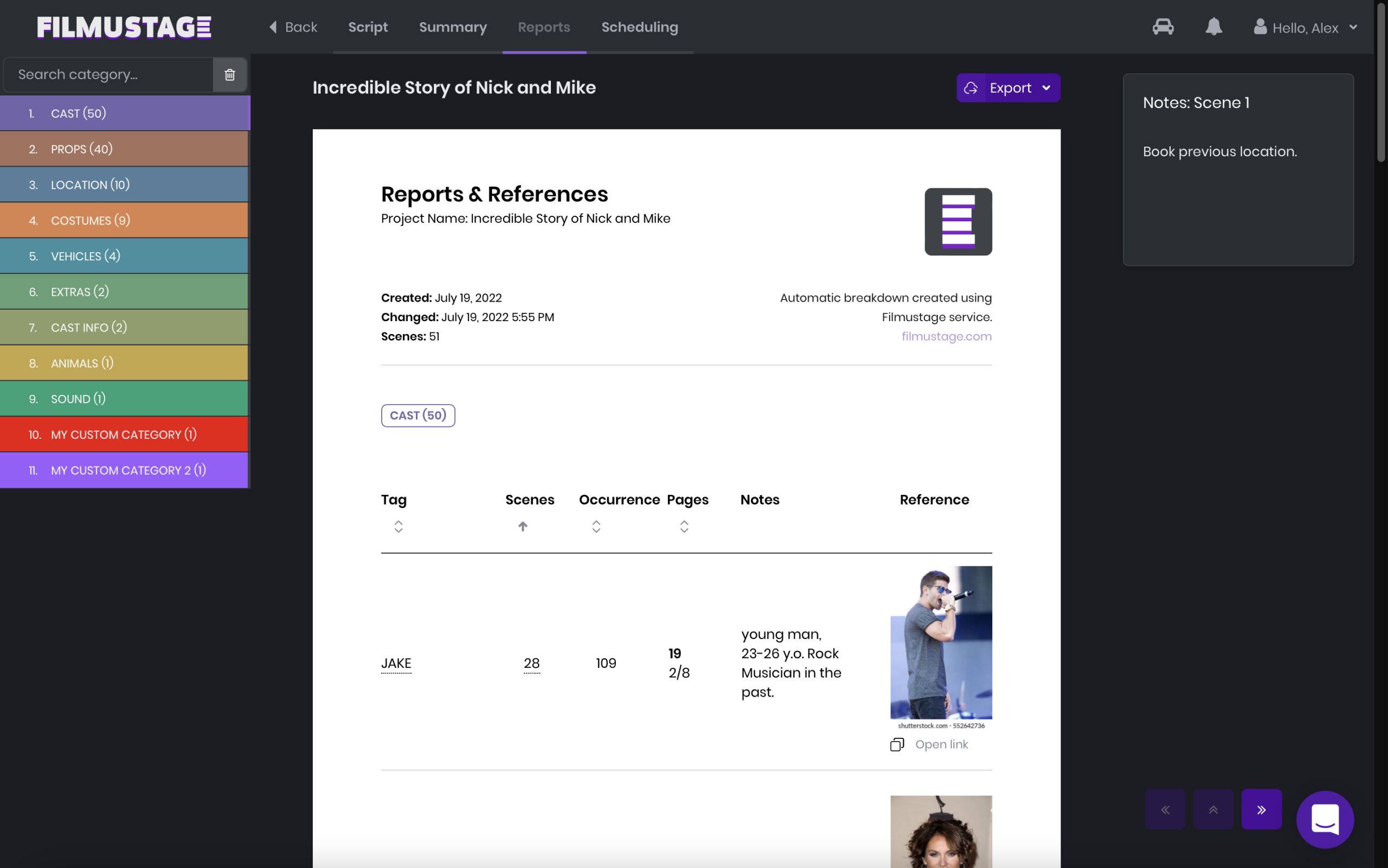 screenshot of Filmustage
