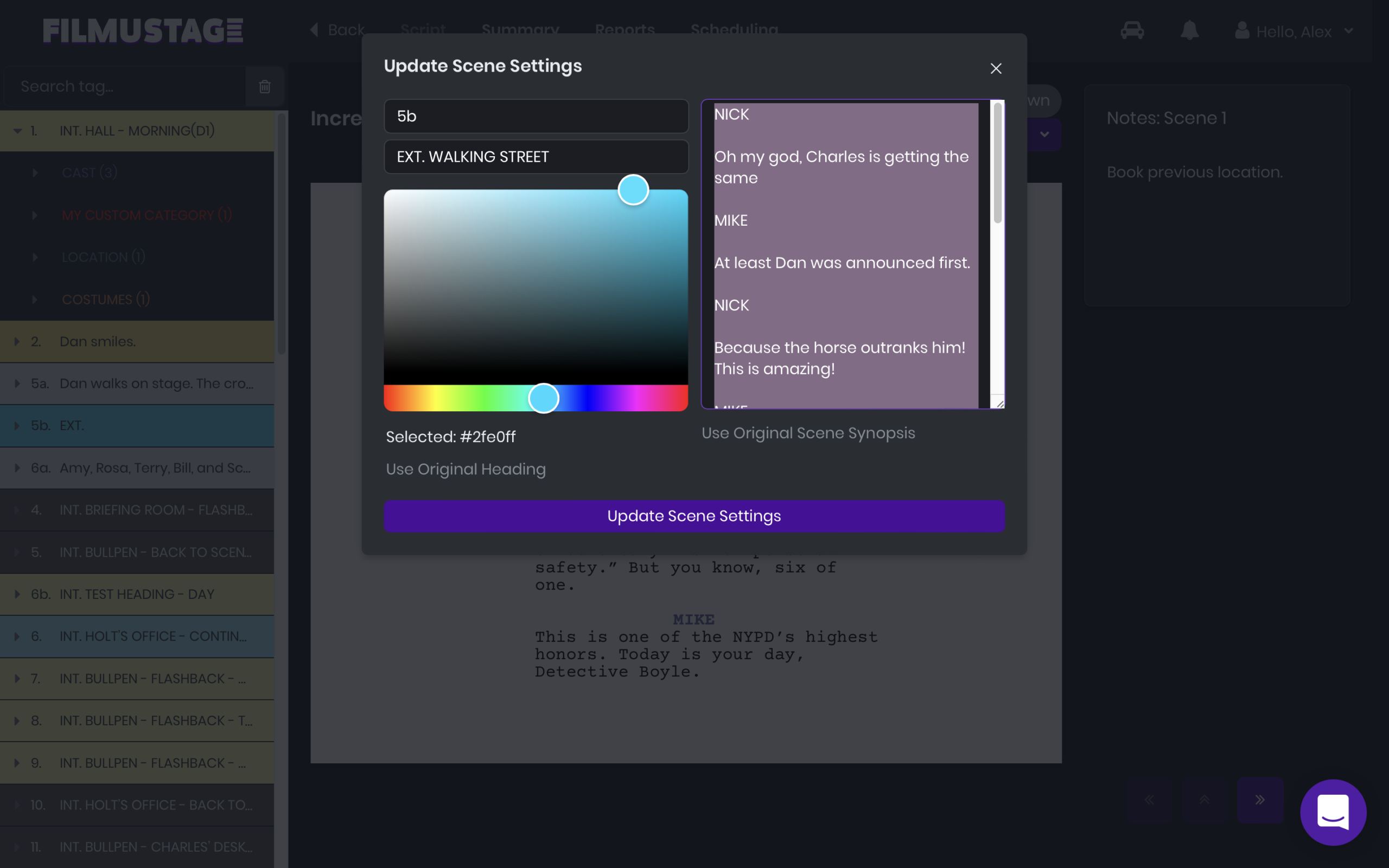screenshot of Filmustage