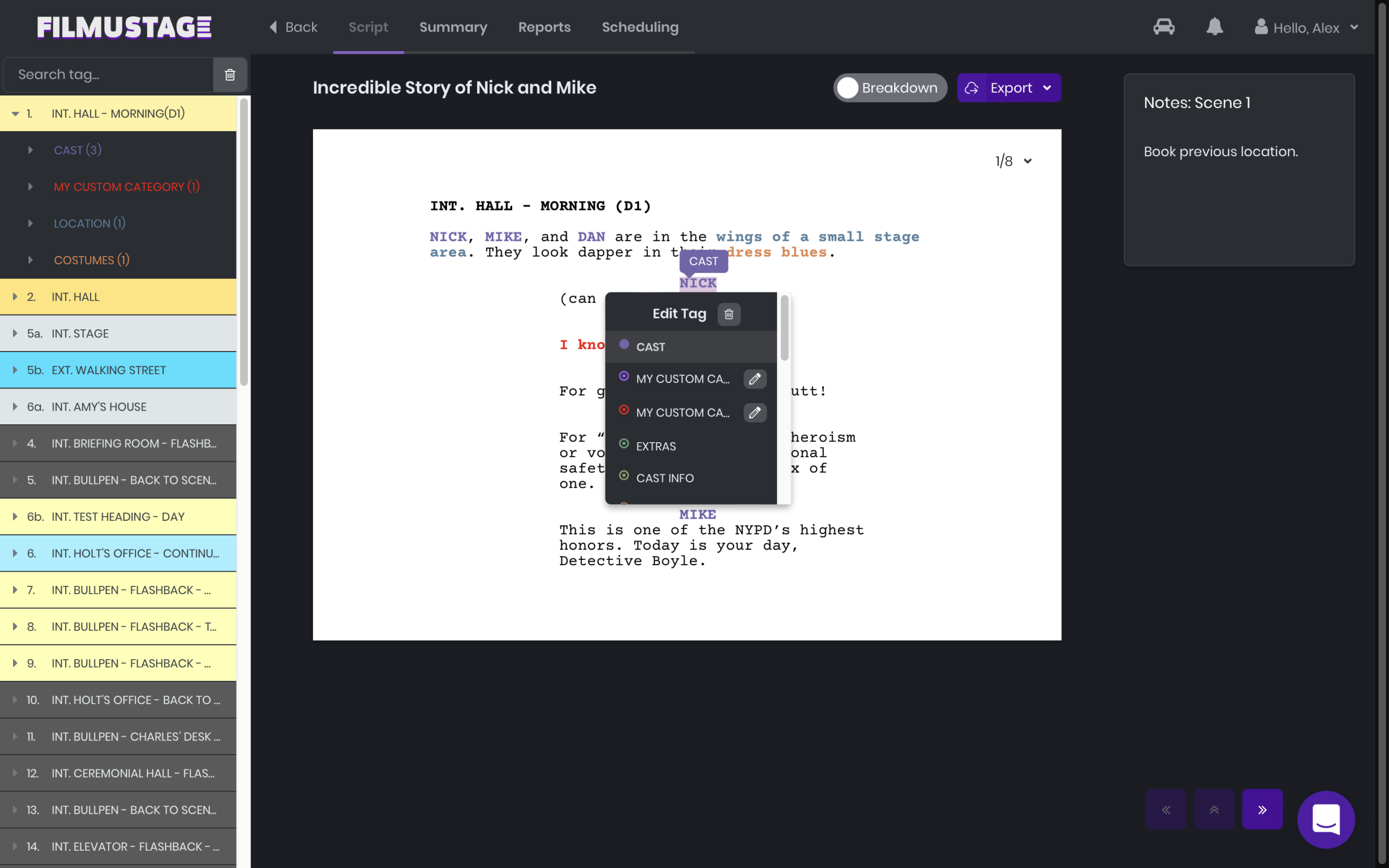 screenshot of Filmustage