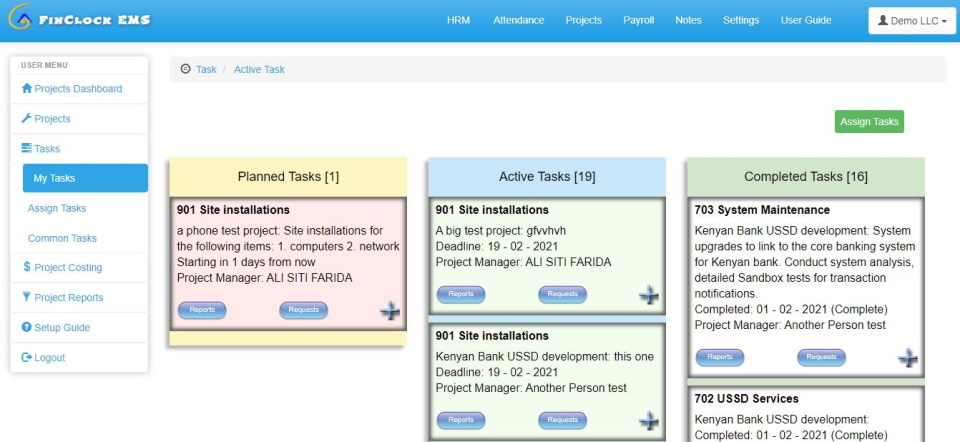 screenshot of FinClock