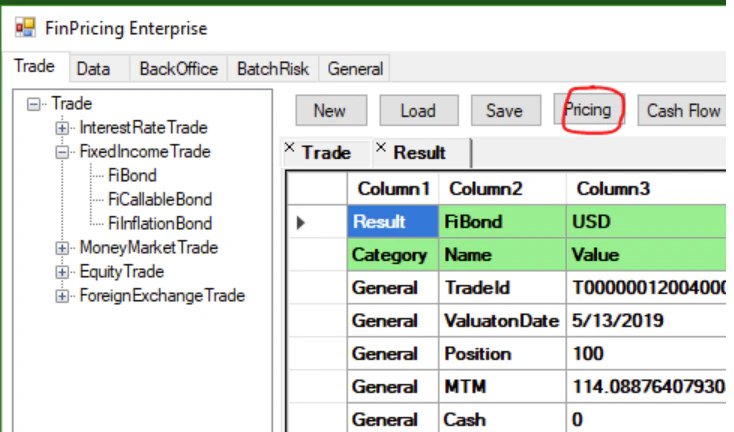 screenshot of FinPricing